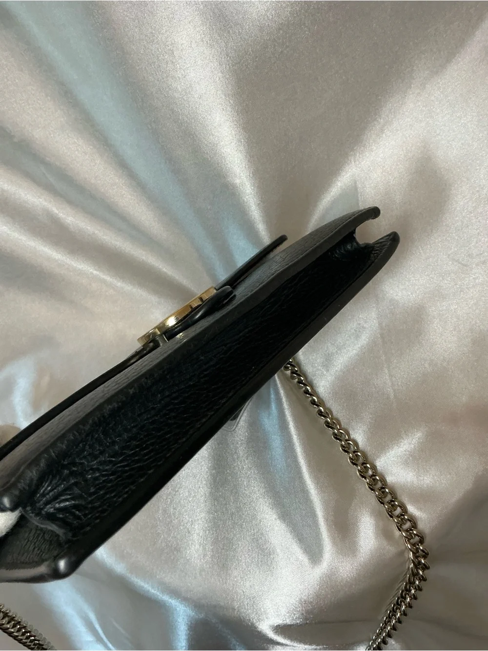 Preloved Great Gucci Black Leather Interlocking G Crossbody Bag w COA